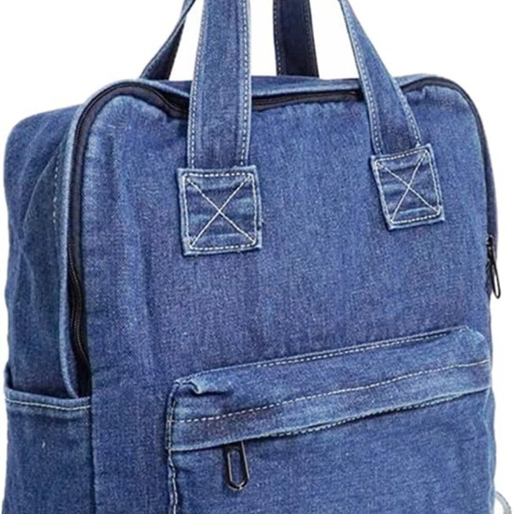 Vintage Denim Laptop Backpack Casual Canvas Daypack Handbag Purse Lightweight Ru